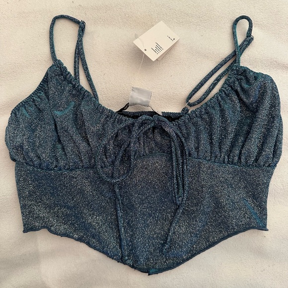 Urban Outfitters Tops - urban outfitters blue sparkly corset top